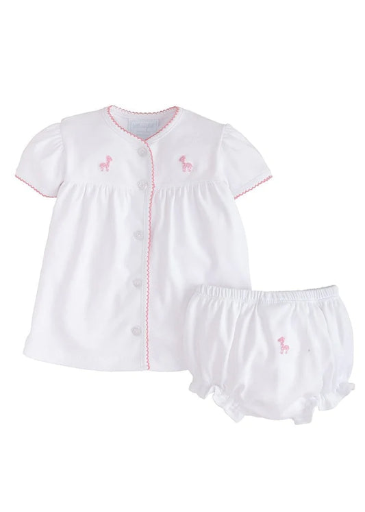 Pink Giraffe Layette Knit Set