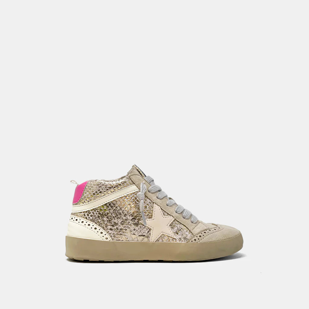 Paulina High Top Sneaker Gold Snake