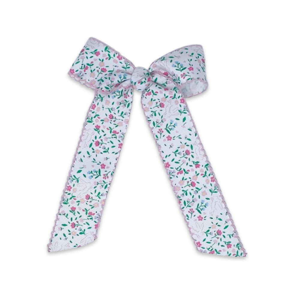 Lola Long Tail Bow- Belle Bunny Floral