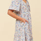 Blue Ditsy Floral Flutter Sleeve Dress