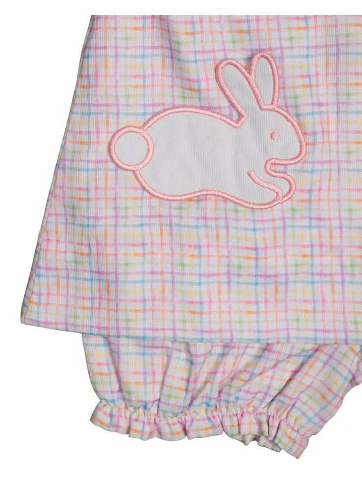 Rainbow Plaid Bunny Pocket Bloomer Set