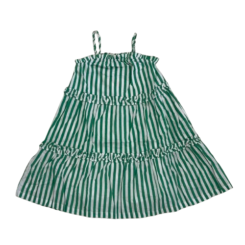 Ruffle Trimmed Poplin Stripe Dress