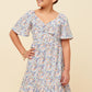 Blue Ditsy Floral Flutter Sleeve Dress