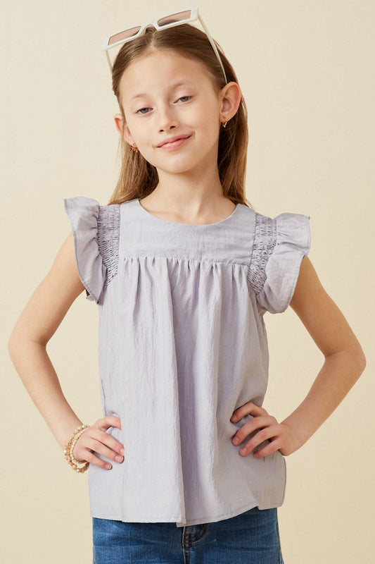 Lavender Ruffle Shoulder Top