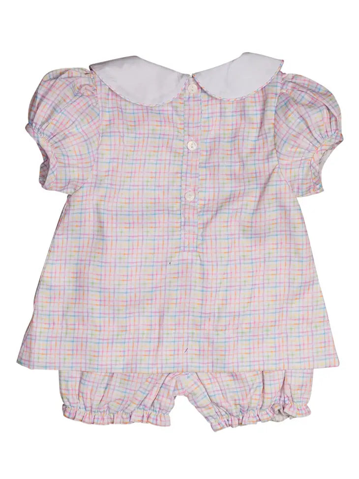 Rainbow Plaid Bunny Pocket Bloomer Set