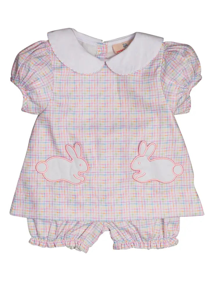 Rainbow Plaid Bunny Pocket Bloomer Set