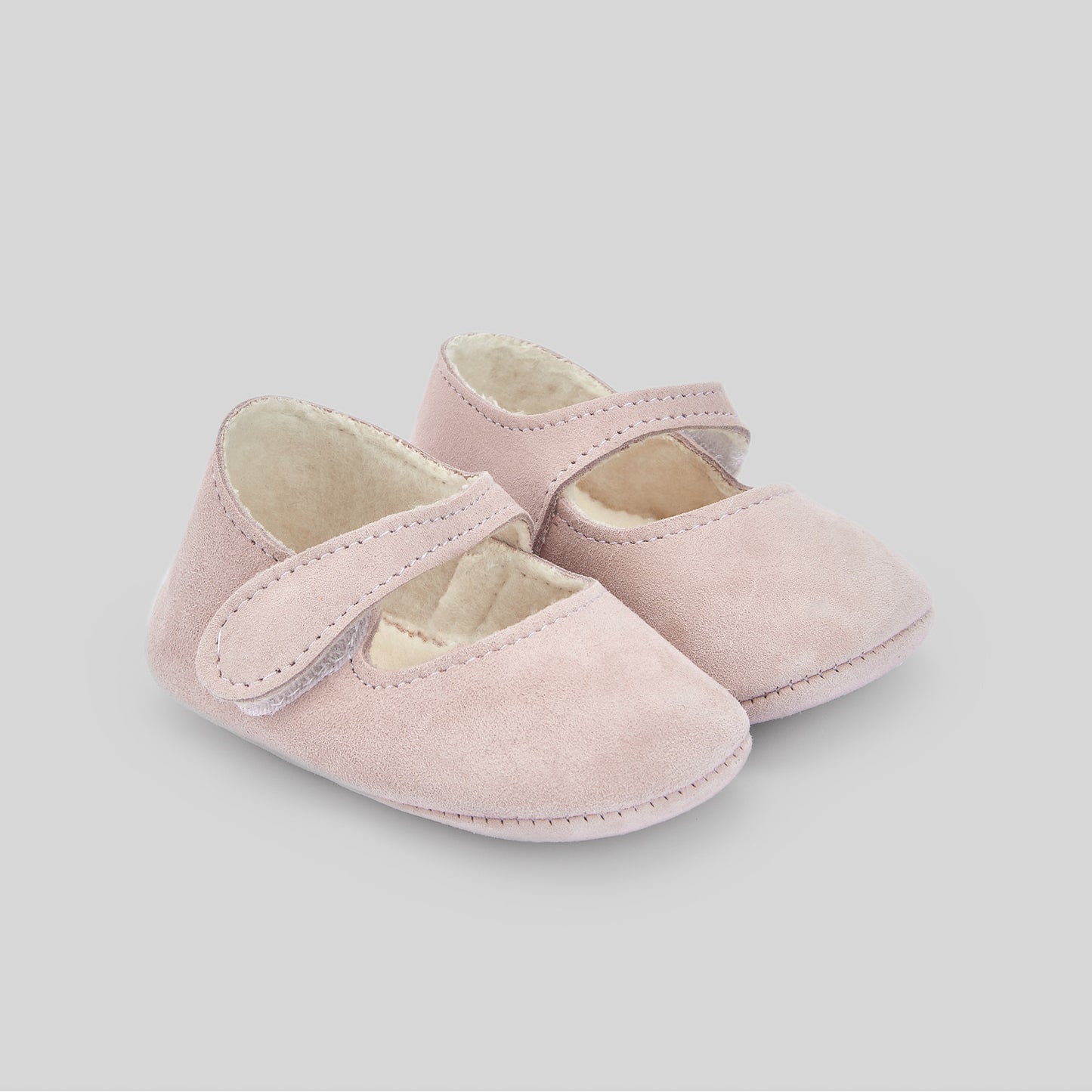 Mist Pink Suede Mary Jane Crib Shoe